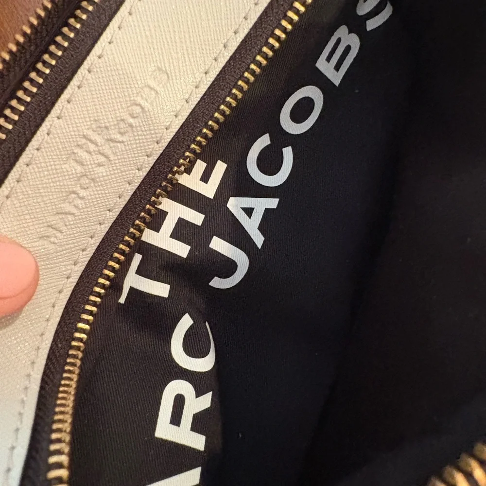Marc Jacobs Navy and Cream Crossbody Camera Bag with Gold Hardware